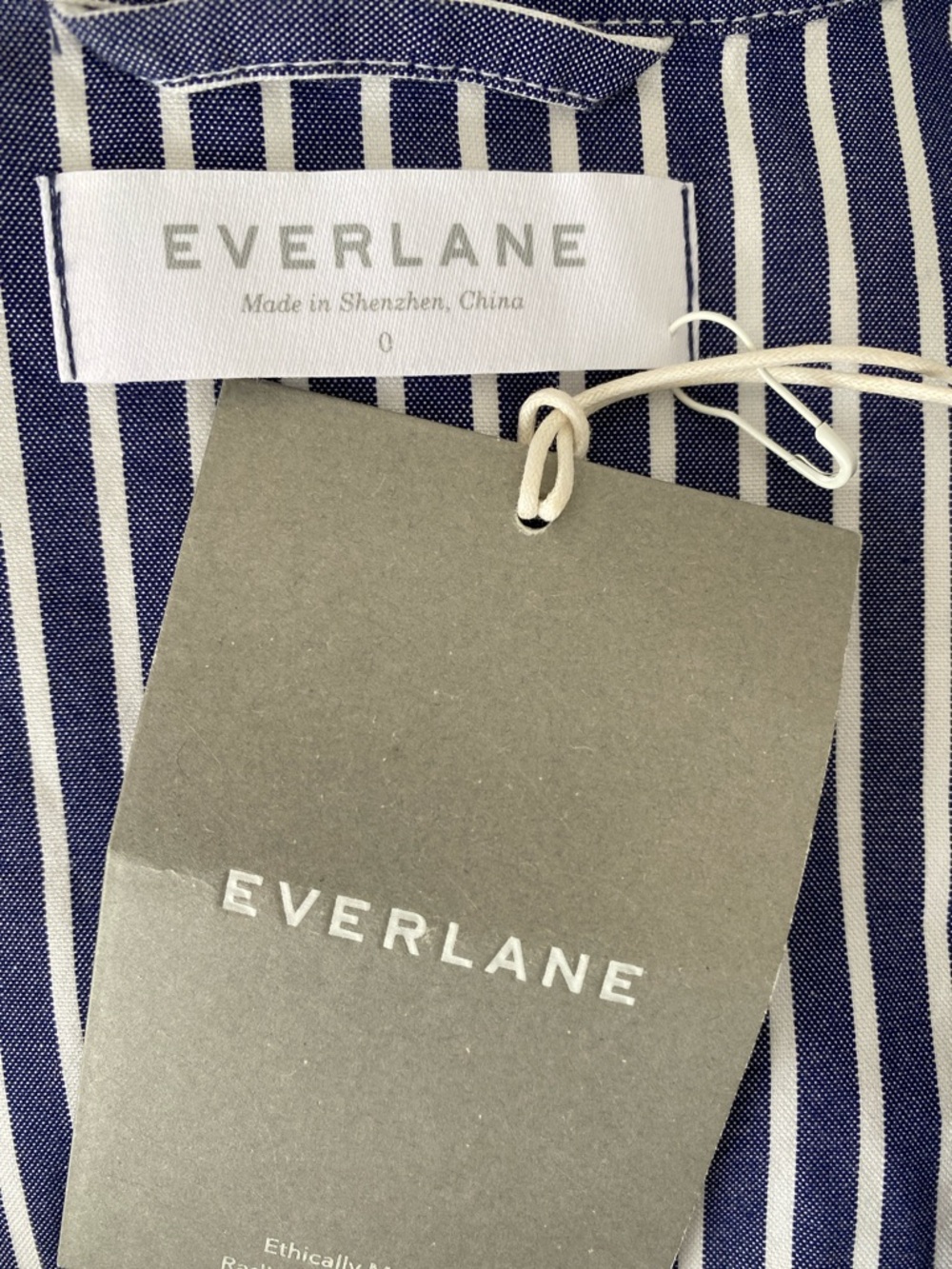 Everlane Navy & White Stripe Mini Shirt Dress Sz 0 Effortlessly Chic *No Belt - Picture 9 of 11